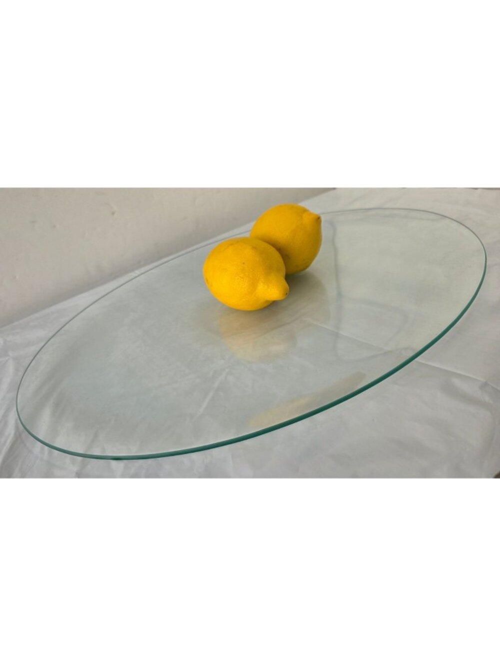 Large Clear Crystal Oval Serving Platter 19" x 14" Modern Minimalist Glass Tray